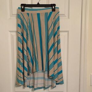 Striped Blue and Gray Women's high-low Skirt